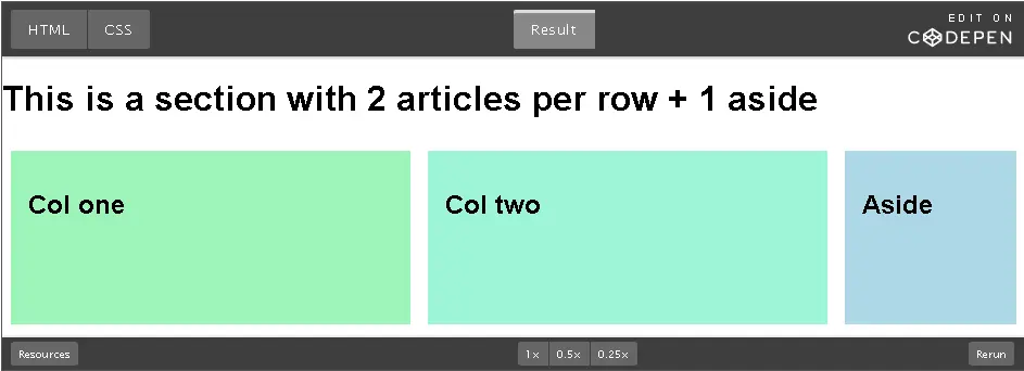 Same example using the CSS Flex property.