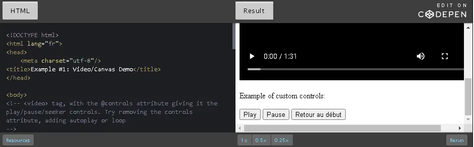 This example gives the first steps towards writing a custom video player.