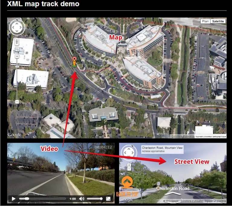 Video sync with map and street views.