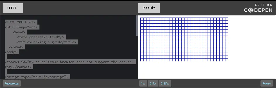Draw blue grid using ctx.stroke command.