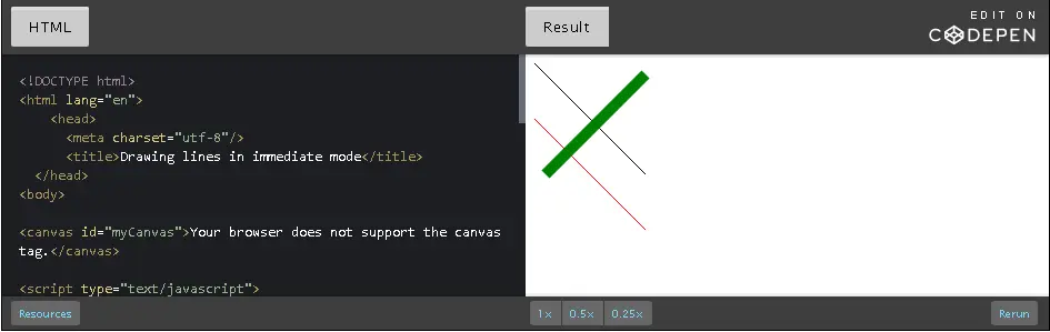Drawing lines in immediate mode to avoid affecting other functions' context.