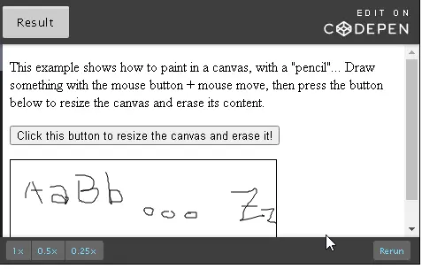 Example #1 Changing the size of a canvas on the fly will erase its content.