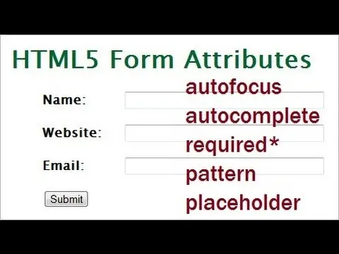 HTML5 form attributes.