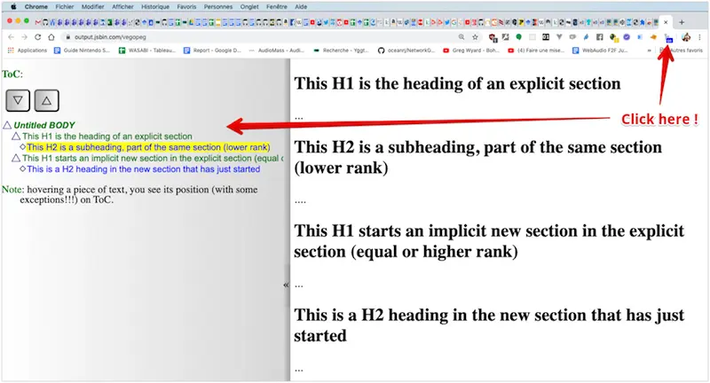 Outliner in action from the previous example.