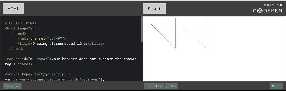 Drawing single path made with disconnected lines.