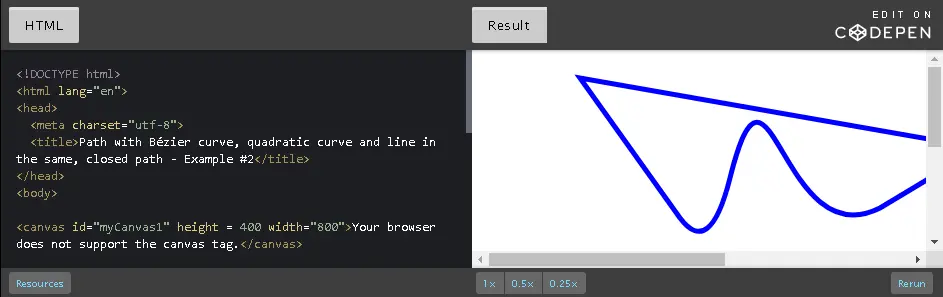 Path with Bezier and Quadratic curve and line in same, closed path.