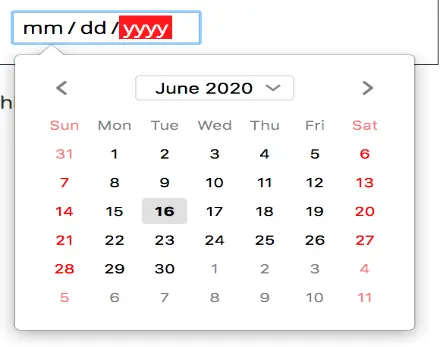 Firefox desktop date picker widget.