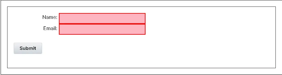 Prompt for name and e-mail address fields.